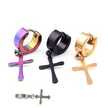 Ear Accessories 4Colors s Titanium Steel Ear Clip Women Men Cross Shaped Ear Stud Earrings J4U66