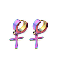 Ear Accessories 4Colors s Titanium Steel Ear Clip Women Men Cross Shaped Ear Stud Earrings J4U66