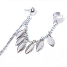 Ear Clip Personality Metal Leaf Single Tassel Earrings Cuffs For Women And Girls Clip On The Ears Ear Cuff Jewelry  J4U66