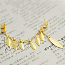 Ear Clip Personality Metal Leaf Single Tassel Earrings Cuffs For Women And Girls Clip On The Ears Ear Cuff Jewelry  J4U66