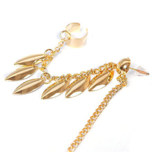 Ear Clip Personality Metal Leaf Single Tassel Earrings Cuffs For Women And Girls Clip On The Ears Ear Cuff Jewelry  J4U66
