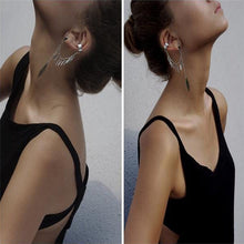 Ear Clip Personality Metal Leaf Single Tassel Earrings Cuffs For Women And Girls Clip On The Ears Ear Cuff Jewelry  J4U66