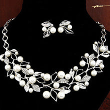 Earrings Necklaces Jewelry Sets Elegant Necklace cherry crystal Earrings Silver Plate Imitation Pearl Beads FO J4U66