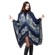 echarpes femininas women knitted shawl poncho faux cashmere jacquard floral pattern cardigan feminino oversized boho cape J4U66