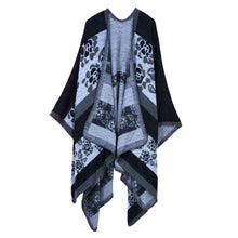 echarpes femininas women knitted shawl poncho faux cashmere jacquard floral pattern cardigan feminino oversized boho cape J4U66