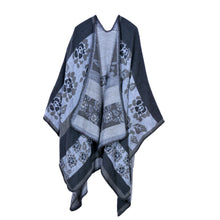 echarpes femininas women knitted shawl poncho faux cashmere jacquard floral pattern cardigan feminino oversized boho cape J4U66