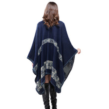 echarpes femininas women knitted shawl poncho faux cashmere jacquard floral pattern cardigan feminino oversized boho cape J4U66