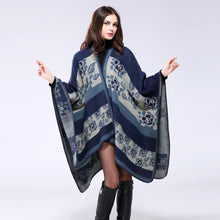 echarpes femininas women knitted shawl poncho faux cashmere jacquard floral pattern cardigan feminino oversized boho cape J4U66