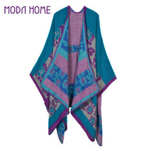 echarpes femininas women knitted shawl poncho faux cashmere jacquard floral pattern cardigan feminino oversized boho cape J4U66