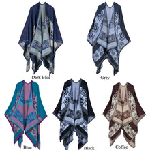 echarpes femininas women knitted shawl poncho faux cashmere jacquard floral pattern cardigan feminino oversized boho cape J4U66