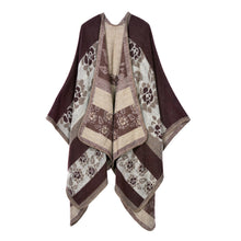 echarpes femininas women knitted shawl poncho faux cashmere jacquard floral pattern cardigan feminino oversized boho cape J4U66