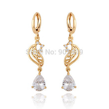 elegant 18k golden plated crystal charm jewelry dangle earrings for women ladies J4U66