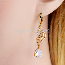 Elegant 18k Golden Plated Crystal Charm Jewelry Dangle Earrings for Ladies J4U66