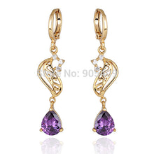 elegant 18k golden plated crystal charm jewelry dangle earrings for women ladies J4U66