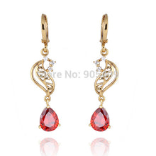 elegant 18k golden plated crystal charm jewelry dangle earrings for women ladies J4U66