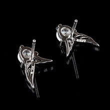 Elegant Angel Wings Crystal Ear Stud Earrings Womens Silver Plated Jewelry J4U66