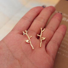 Elegant Bird Tree Branch Shaped Alloy Woman Earrings Gold Sliver Plated Jewelry Accessories J4U66