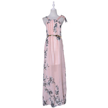 Elegant Casual Boho Party Dresses Style Women Long Dress O Neck Floral Print Chiffon Maxi Dress Vestidos With Belt J4U66