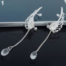 Elegant Crystal Pendant Earrings Long Angel Wing Drop Dangle Earrings For Women  J4U66
