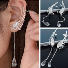 Elegant Crystal Pendant Earrings Long Angel Wing Drop Dangle Earrings For Women  J4U66