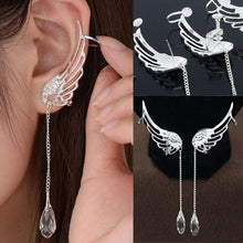 Elegant Crystal Pendant Earrings Long Angel Wing Drop Dangle Earrings For Women  J4U66