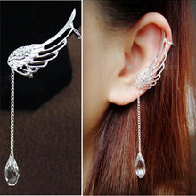 Elegant Crystal Pendant Earrings Long Angel Wing Drop Dangle Earrings For Women  J4U66