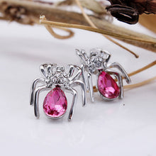 Elegant Crystal Zircon Spider Stud Earrings Women Jewelry 6 Colors Chic Rhinestone Insect Earrings J4U66