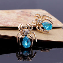 Elegant Crystal Zircon Spider Stud Earrings Women Jewelry 6 Colors Chic Rhinestone Insect Earrings J4U66