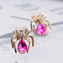 Elegant Crystal Zircon Spider Stud Earrings Women Jewelry 6 Colors Chic Rhinestone Insect Earrings J4U66
