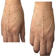 Elegant Multi Chain Tassel Bracelet Bangle Slave Finger Hand Harness Gold Women Fashion J4U66