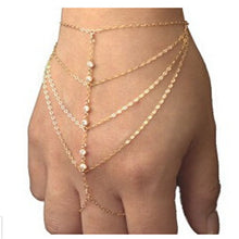 Elegant Multi Chain Tassel Bracelet Bangle Slave Finger Hand Harness Gold Women Fashion J4U66