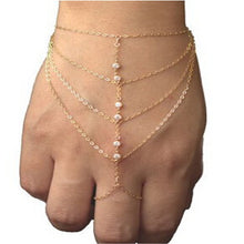 Elegant Multi Chain Tassel Bracelet Bangle Slave Finger Hand Harness Gold Women Fashion J4U66