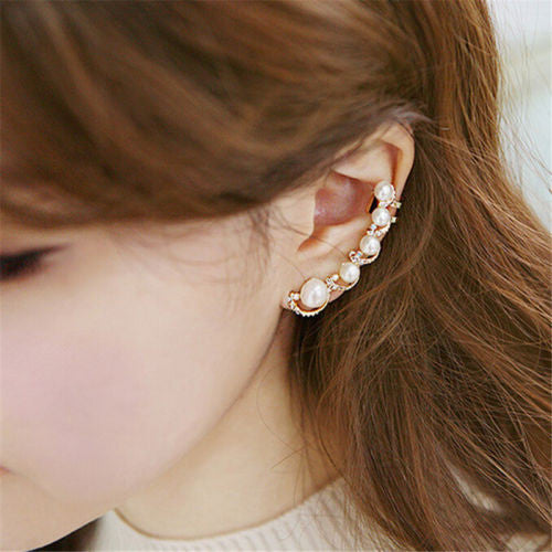 Elegant Simulated Pearl Ear Cuff Piercing Clip Fine Jewelry For Women Ear Cuff Wrap Earrings  J4U66