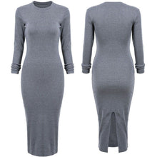 Elegant Women Jumper Long Sleeve Bodycon Dress Slim High Slit Sweater Party Knitted Dresses J4U66