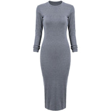 Elegant Women Jumper Long Sleeve Bodycon Dress Slim High Slit Sweater Party Knitted Dresses J4U66
