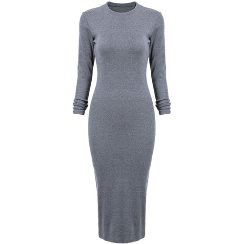 Elegant Women Jumper Long Sleeve Bodycon Dress Slim High Slit Sweater Party Knitted Dresses J4U66