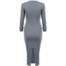 Elegant Women Jumper Long Sleeve Bodycon Dress Slim High Slit Sweater Party Knitted Dresses J4U66