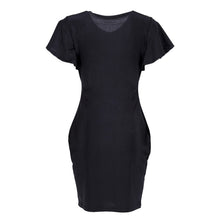 Elegant Lady Ruffles Sleeve Slim Bodycon Cocktail Party Dress LY3 J4U66