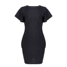 elegant women lady ruffles sleeve slim bodycon cocktail party dress J4U66