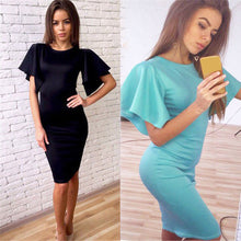 Elegant Lady Ruffles Sleeve Slim Bodycon Cocktail Party Dress LY3 J4U66
