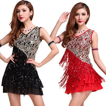 Elegant Women Night Club Party Latin Dance Dress Ballroom Salsa Sequins Fringe Skirts6 J4U66
