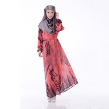 Elegant Women's Kaftan Abaya Jilbab Islamic Muslim Floral Chiffon Long Sleeve Maxi Dress PY3 J4U66