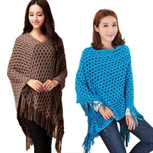 ElegantWomen's Loose Tassel Fringe Knit Poncho Cape Sweater Shawl Top Coat PY5 J4U66
