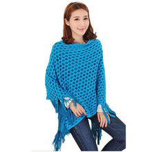 elegant womens loose tassel fringe knit poncho cape sweater shawl top coat J4U66