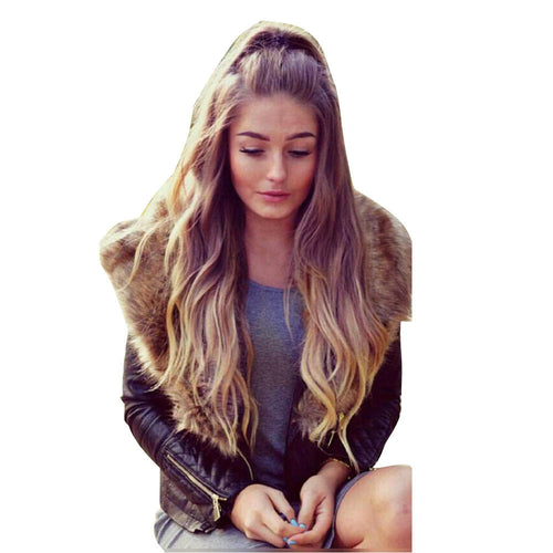 Elegant faux fur coat Women VSleeve Thick Warm Faux Fur Collar Coat Outerwear Long Hair Leather Jacket Ladies Parka Overcoat J4U66