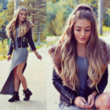 Elegant faux fur coat Women VSleeve Thick Warm Faux Fur Collar Coat Outerwear Long Hair Leather Jacket Ladies Parka Overcoat J4U66