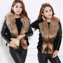 Elegant faux fur coat Women VSleeveless Thick Warm Faux Fur Collar Coat Outerwear Long Hair Jacket Waistcoat Ladies Jacket J4U66