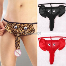 Elephant Thong Men G-String Thong Novelty Sexy Leopard/Black/Red Penis Pouch Underwear J4U66