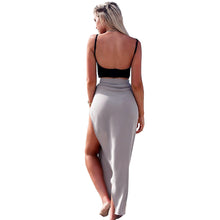 europe sexy skirts womens midi skirt ruched high split belt irregular hem casual beach wear long maxi skirt grey J4U66