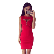 european style women bandage bodycon slim sleeveless evening party pencil push up red zipper dresses J4U66